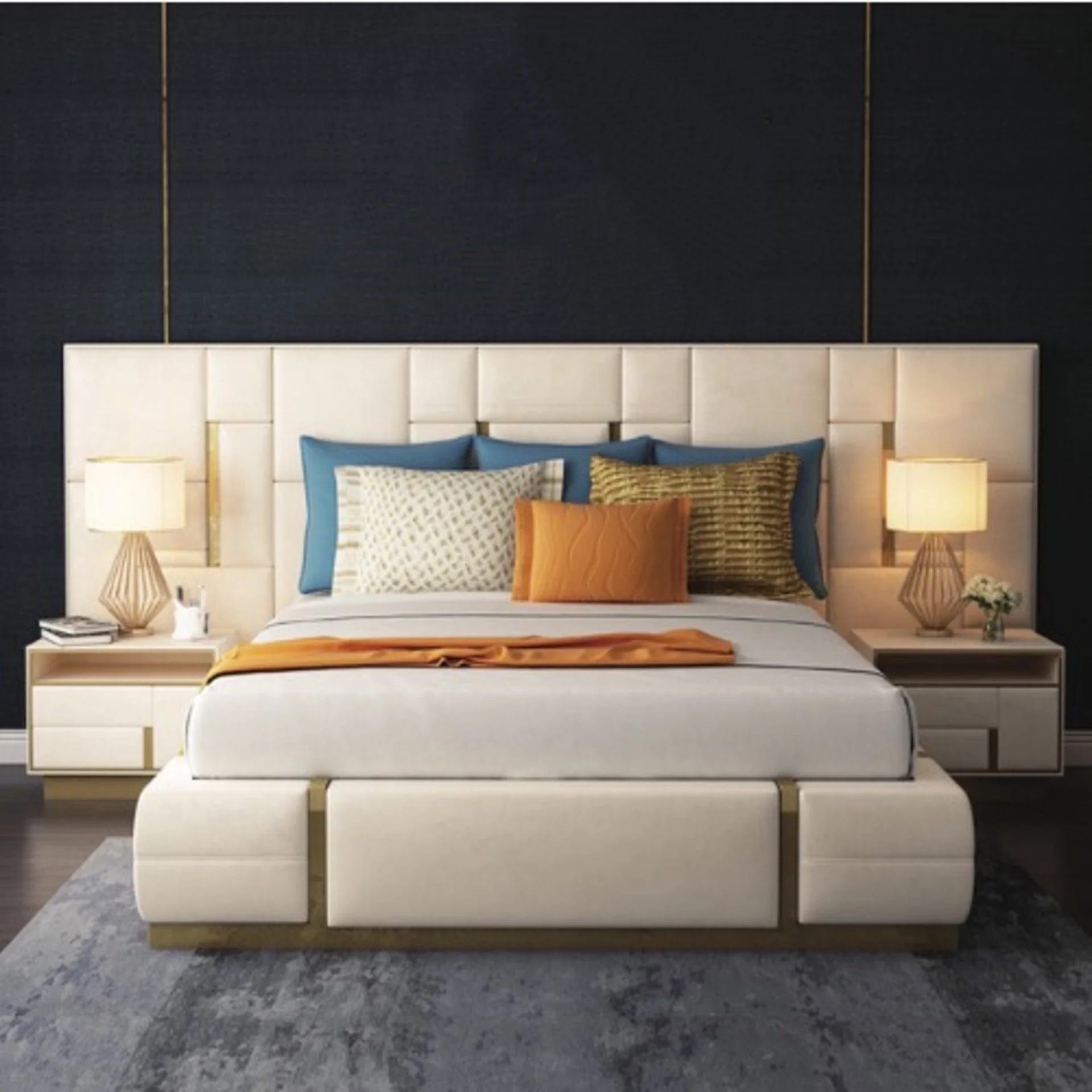 Luxury bedroom with African art